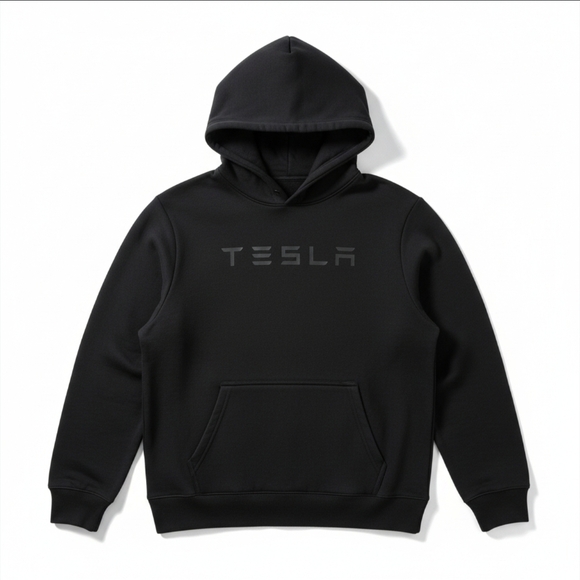 Tesla Motors Logo Pullover Hoodie Black XS Extra Small Sweatshirt